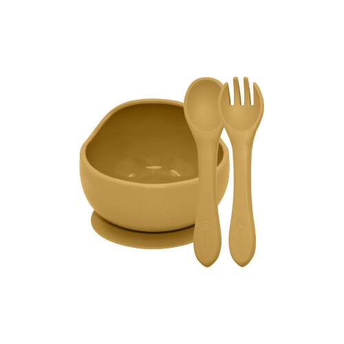 Petite & Mars silicone 2-piece tableware set TAKE&MATCH bowl and cutlery Intense Ochre 6m+