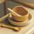 Petite & Mars silicone bowl and cutlery set, Intense Ochre color, with optional plate