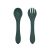 Petite & Mars Misty Green silicone baby spoon and fork