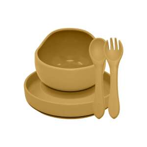 Petite & Mars TAKE&MATCH 3 piece silicone dinner set in Intense Ochre color, includes bowl, plate and cutlery - Children's dinnerware set