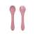 Petite & Mars silicone spoon and fork set Dusty Rose 6 months+