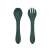 Petite & Mars TAKE&MATCH silicone spoon and fork set in Misty Green, for babies 6 months and older