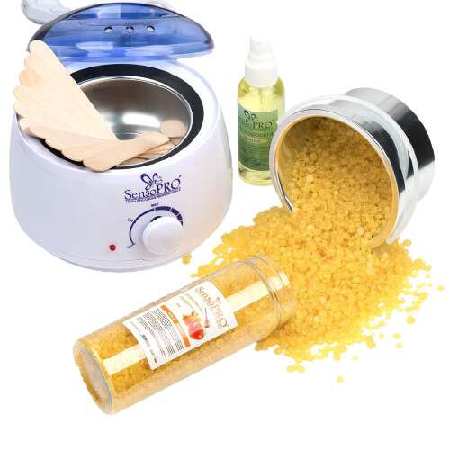 SensoPro traditionelles Wachsgranulat-Wachsset, enthält Wachserwärmer, Wachsgranulate, Öl und Spatel