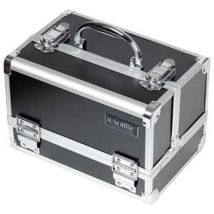 Kozmetická taška na líčenie, Luxorise, hliník, so zrkadlom, čierna