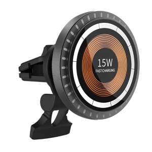 15W Wireless Car Phone Charger with LEDs, Glossy Black, 11.5X6.8 CM 102985338 - Wireless Charger