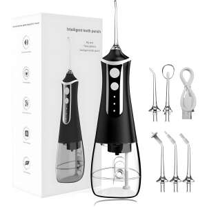 Irigator Bucal BLEKSY® Profesional Pentru Curatarea Dintilor si Gingiilor, Indeparteaza Tartrul, Fara Fir, Ergonomic, Portabil, 3 Trepte De Presiune, Rezervor 300ml, 5 Capete Intradentare Inc 102985518 - Duș bucal