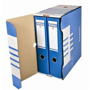 DONAU A4 155 mm kartondoboz kék, nyitott, két kék irattartóval - Archiváló doboz