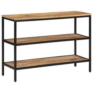 vidaXL tömör mangófa konzolasztal fekete fém vázal, 100 x 35 x 70 cm - Konzolasztal