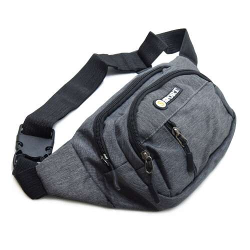 Szürke 4 rekeszes övtáska állítható pánttal, tökéletes mindennapi használatra