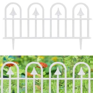 Gartenzaun fehér PVC kerti szegély kerítéspanel, 60x31 cm, 4 szegmens, használatban - Ágyásszegély