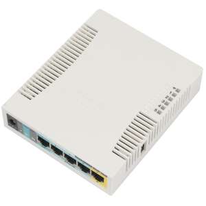 MikroTik RB951Ui-2HnD L4 128Mb 5x FE LAN router, fehér, elülső nézet - Wi-Fi router, adapter