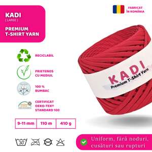 KaDi Large 9-11 mm Red T-Shirt Yarn, 110 m, 100% Cotton, Oeko-Tex Standard 100 Certified, Recyclable, Environmentally Friendly - Art & Craft