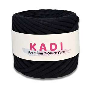 KaDi Large 9-11 mm Black Premium T-Shirt Yarn, 110 m, 100% Cotton - Art & Craft