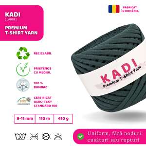 KaDi Large 9-11 mm Premium T-Shirt Yarn, Ultramarine Green, 110 m, 410 g, 100% cotton, Oeko-Tex Standard 100 certified, recyclable, environmentally friendly, washable at 30 degrees - Art & Craft