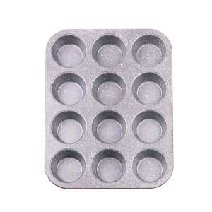 Voltz 12-cup muffin tin, non-stick marble coating, grey - Cookware & bakeware