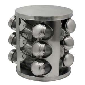 Oliver Voltz OV51217A12 stainless steel spice rack with 12 glass jars and rotating base - Spice Rack