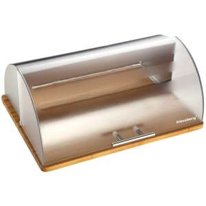 Klausberg KB-7096 bread box, stainless steel and bamboo, with lid - Klausberg Bread Bin