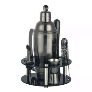 Klausberg KB 7581 Graphit Cocktail Shaker Set mit Ständer und Zubehör - Klausberg