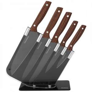 Klausberg KB 7616 Knife Set with Stand, 6 pcs, Stainless Steel, Brown/Grey 103002271 - Kitchen Knife