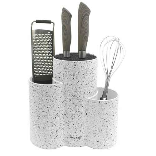 Suport cutite si accesorii Kinghoff KH 1585, Finisaj marmura, 23 x 10 x 22.2 cm, Alb