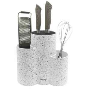 Suport pentru cuțite Kinghoff KH 1585 3 în 1 cu design marmură, alb - Depozitare și organizare