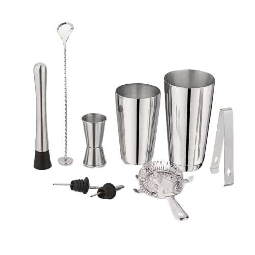 Shakerek és tartozékok koktélokhoz Kinghoff KH 1708, 9 db, 600/750 ml, Inox 103002422