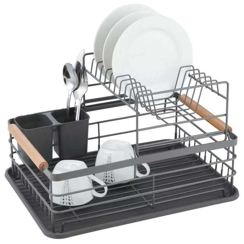 Kinghoff KH 1797 2-Tier Dish Drying Rack, Grey