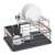 Kinghoff KH 1797 2-Tier Dish Drying Rack with Utensil Holder, Grey