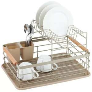 Uscător de vase Kinghoff KH 1799, 2 nivele, Suport tacâmuri, Bej