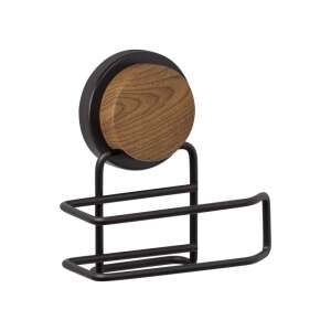 Metalife MGS-708W toilet paper holder, black with wood accents, wall mounted, no drilling - Toilet Paper Holder & Stand
