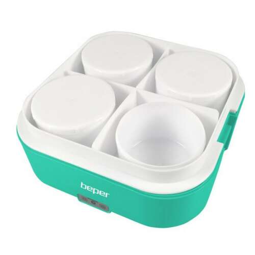 Elektromos ételdoboz Beper BC.160A, 1600 ml, 4 rekeszes, Autós adapter, Fehér/zöld 103003203
