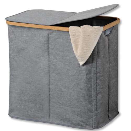 Kesper Laundry Basket 19598, 2 Compartments, Polyester, Handles for Easy Carrying, Grey 103003251