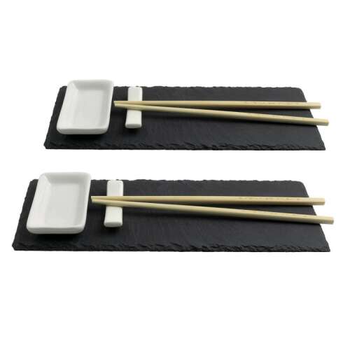Kesper Sushi Set 38142, 6 pcs, Two-Part, Slate, Ceramic, 2 sets chopsticks, Black 103003275