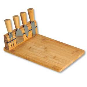Kesper bamboo cheese board with 4 knives and magnetic holder - Kesper