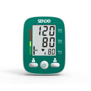 Sendo One digital blood pressure monitor, green and white, for two users, with memory for 90 measurements, detects irregular heartbeat - Blood pressure monitor