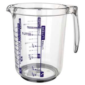 Fackelmann 1 Liter Measuring Jug, clear plastic with blue markings - Other Measuring Tool