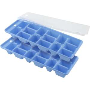 Fackelmann ice cube trays with lid, 2 pack, blue, 15 ice cubes per tray - Ice cube tray