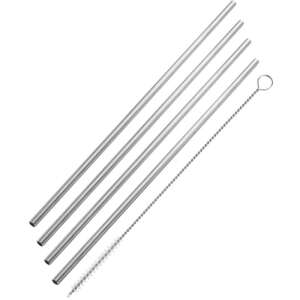 Fackelmann stainless steel straws, set of 4 with cleaning brush - Straw