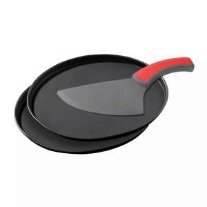 Zenker 7513 Pizza Tray Set with Cutter, 2 x 29 cm, Teflon, Black 103004294 - Pizza stone