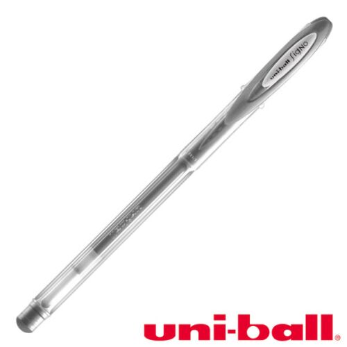 UNI "UM-120" 0,5 mm metalik srebrni gel olovka s kapicom
