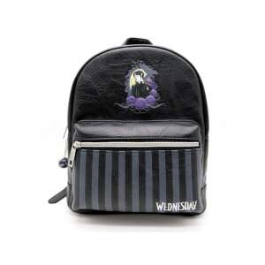 Wednesday Addams fekete hátizsák csíkos részlettel, a Wednesday Addams sziluettjével az elején - Unipap