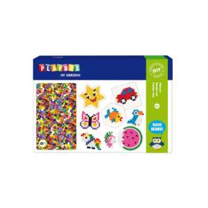 Playbox of Sweden 4000 darabos 5mm-es MIDI vasalható gyöngy szett, színes gyöngyöket és sablonokat tartalmaz a szórakoztató minták, például egyszarvú, pillangó, autó és görögdinnye készítéséhez - Playbox