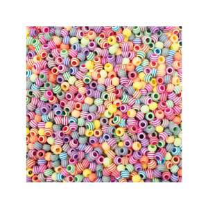 PlayBox 9mm Csíkos Pasztell Gyöngyök, 1550 db, Vegyes Színek - Playbox