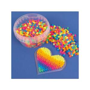 PlayBox 5mm neon vasalható gyöngyök, 1000 darab tartályban, szív alakú mintával - Playbox