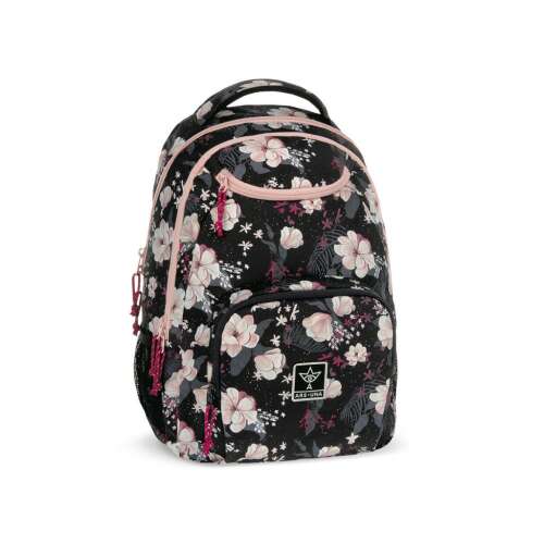 Ars Una Flowery Black virágos iskolatáska, hátizsák - Iskolatáska