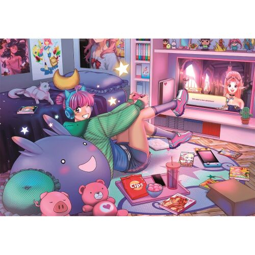 Puzzle Clementoni Gamer Girl 300 elementów przedstawiające dziewczynę w pokoju gier