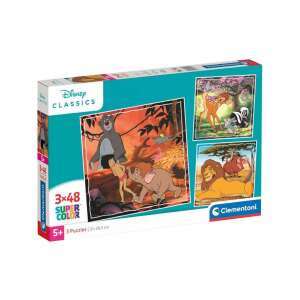 Clementoni Disney Classics Supercolor Puzzle 3x48 elementów z motywami z Księgi Dżungli, Bambi i Króla Lwa - Puzzle