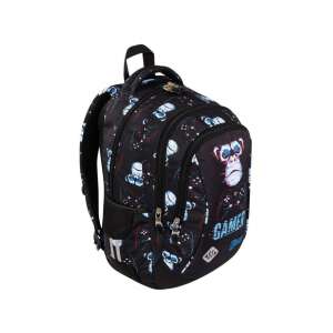 St.Right Blue Gamer BP26 ergonomischer Schulrucksack, schwarz mit Affen- und Controller-Design, 39x27x17cm - Unipap