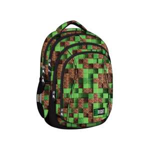 St.Right Pixel Cubes ergonomikus iskolatáska, zöld és barna pixel mintával, 4 rekeszes - Unipap