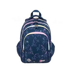 St.Right Dream Unikornis négyrekeszes iskolatáska, kék színben, unikornis mintával - Unipap